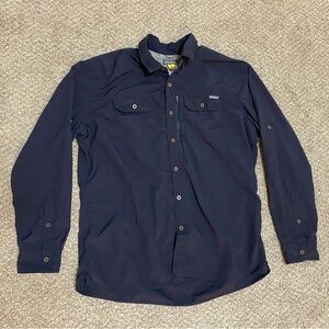 Eddie Bauer Travex Black XL Nylon Outdoor Fishing Hiking Vented Shirt Pocket EUC